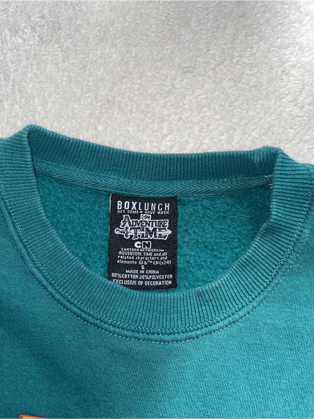 BoxLunch Adventure Time Men's Teal Crewneck Sweater